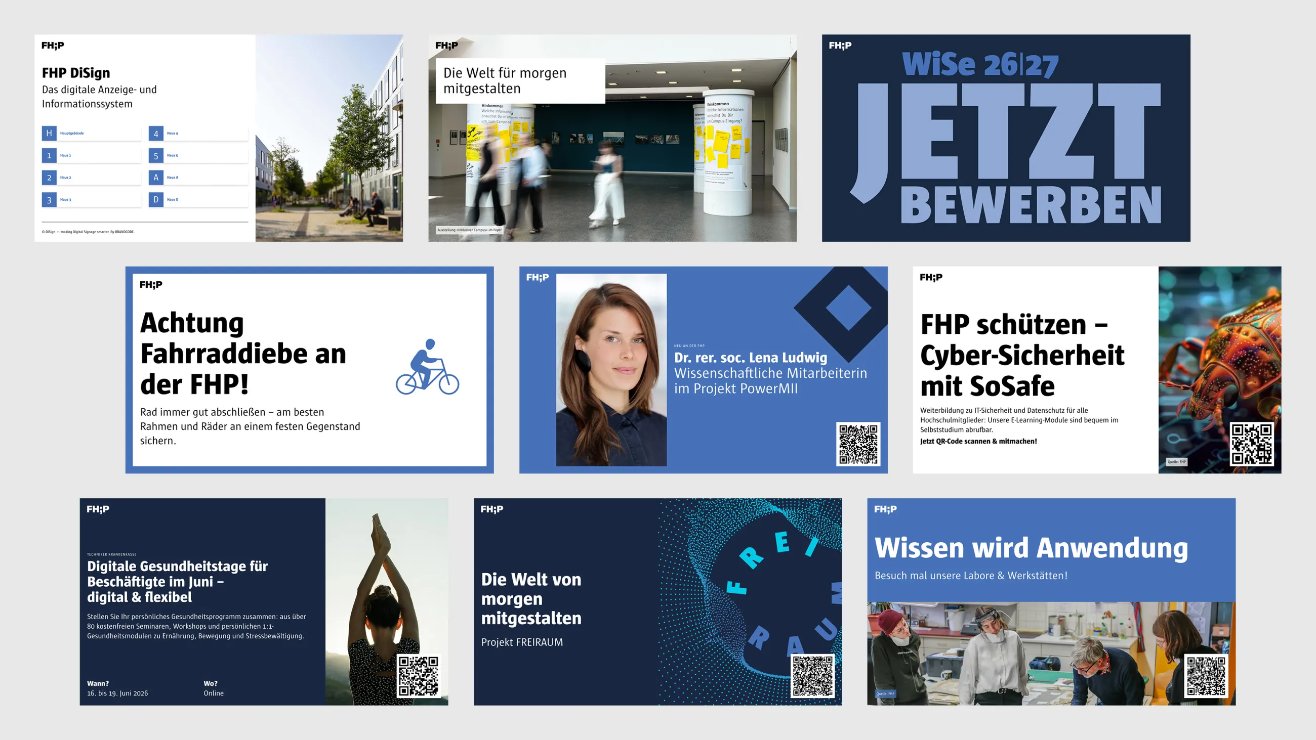 Collage aus verschiedenen Screens des FHP DiSign Systems